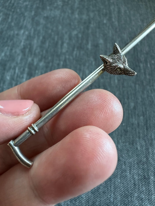 Large Sterling Silver Victorian Hunting Brooch