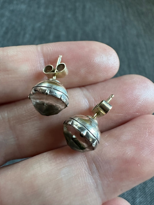 Georgian Sterling Silver Paste Stud Earrings