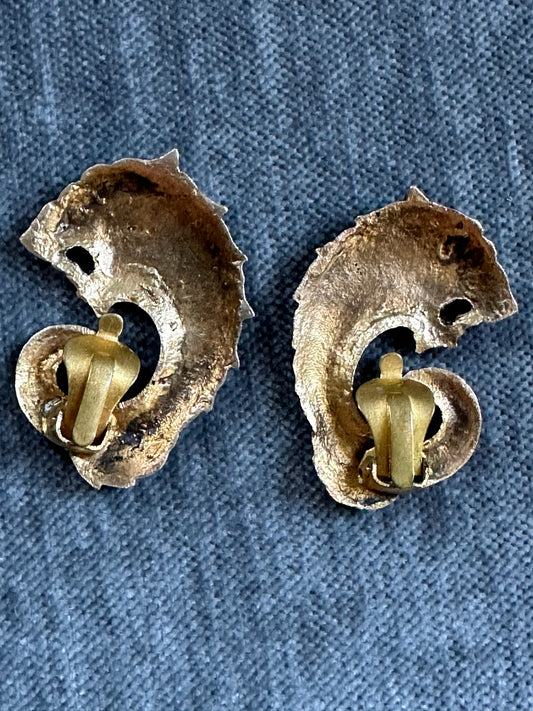 1930s Art Deco Dragon Clip On Earrings