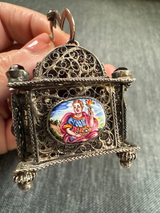 18th Century Italian Silver Filigree and Enamel Casket