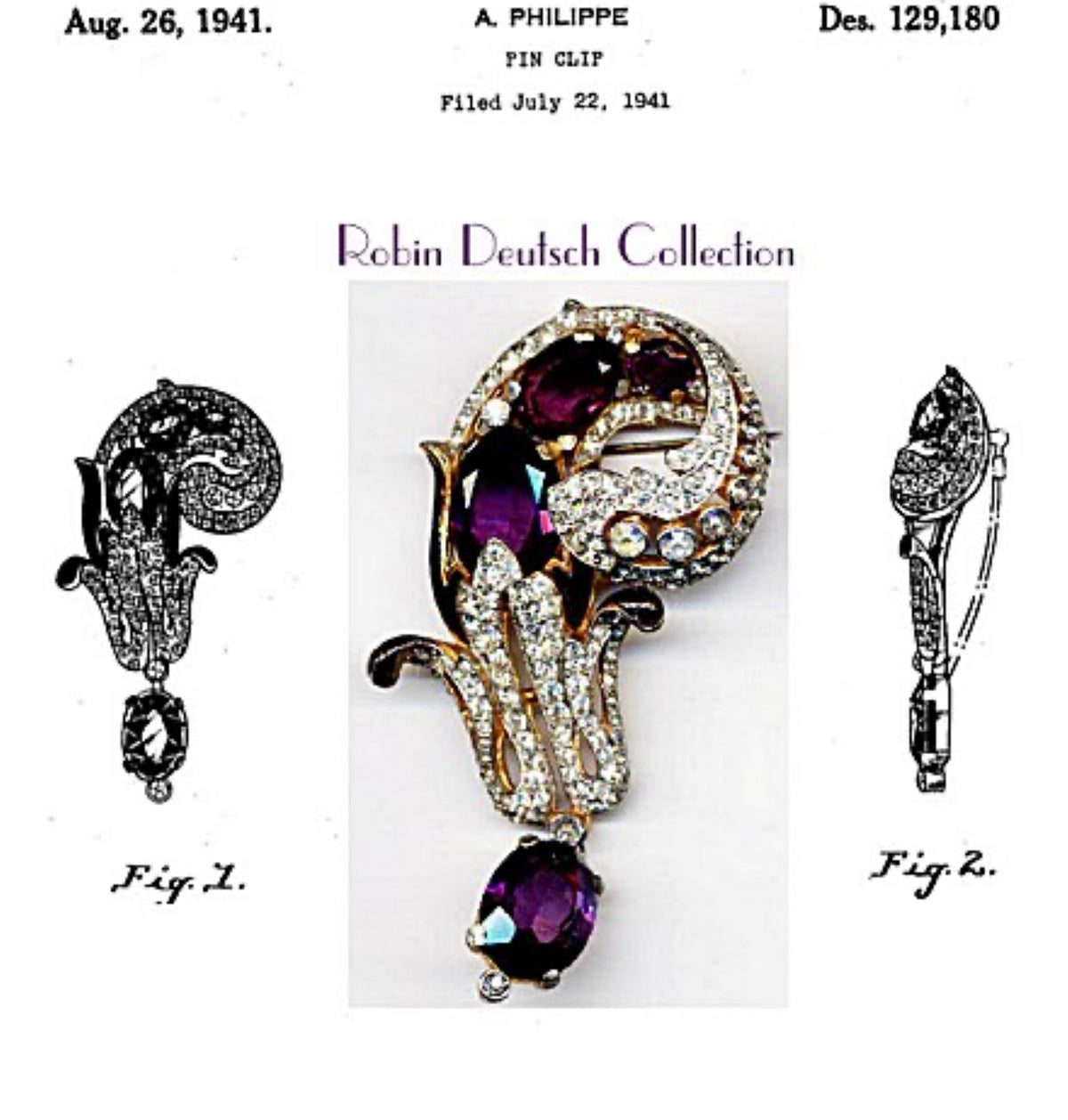 Rare 1941 Crown Trifari Empress Series Fur Clip by Alfred Philippe Book Piece