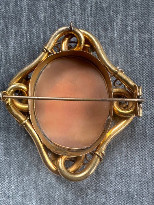 Large Victorian Carved Cameo set in a Pinchbeck frame