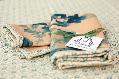 Indigo Floral Handmade Linen Napkins