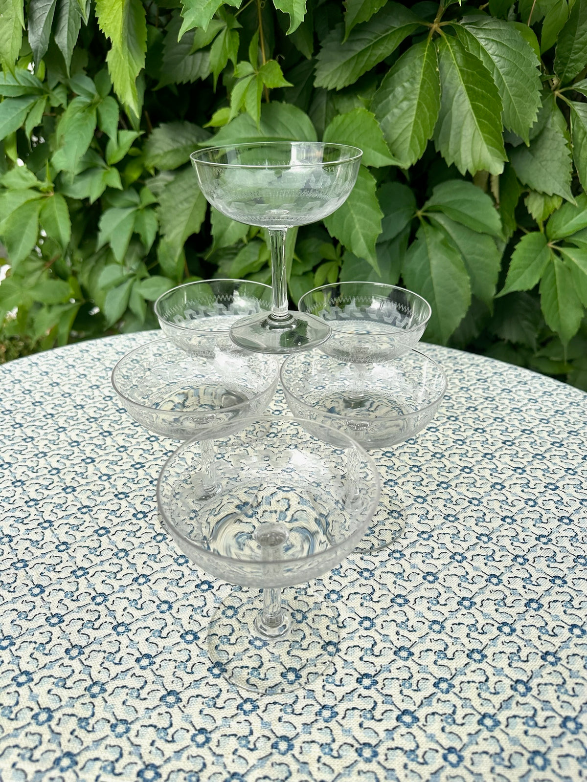 Set of Six Victorian Glass Champagne Coupe
