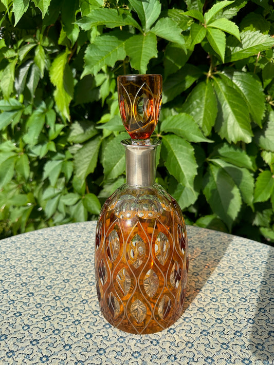 Vintage Josephinenhütte Karaffe Decanter Sterling Collar