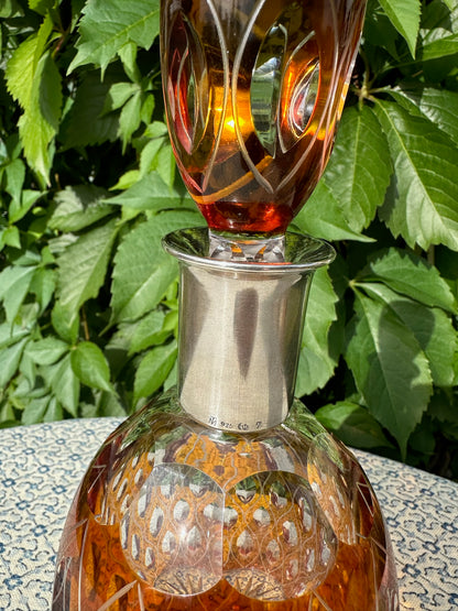Vintage Josephinenhütte Karaffe Decanter Sterling Collar