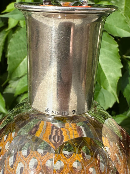 Vintage Josephinenhütte Karaffe Decanter Sterling Collar