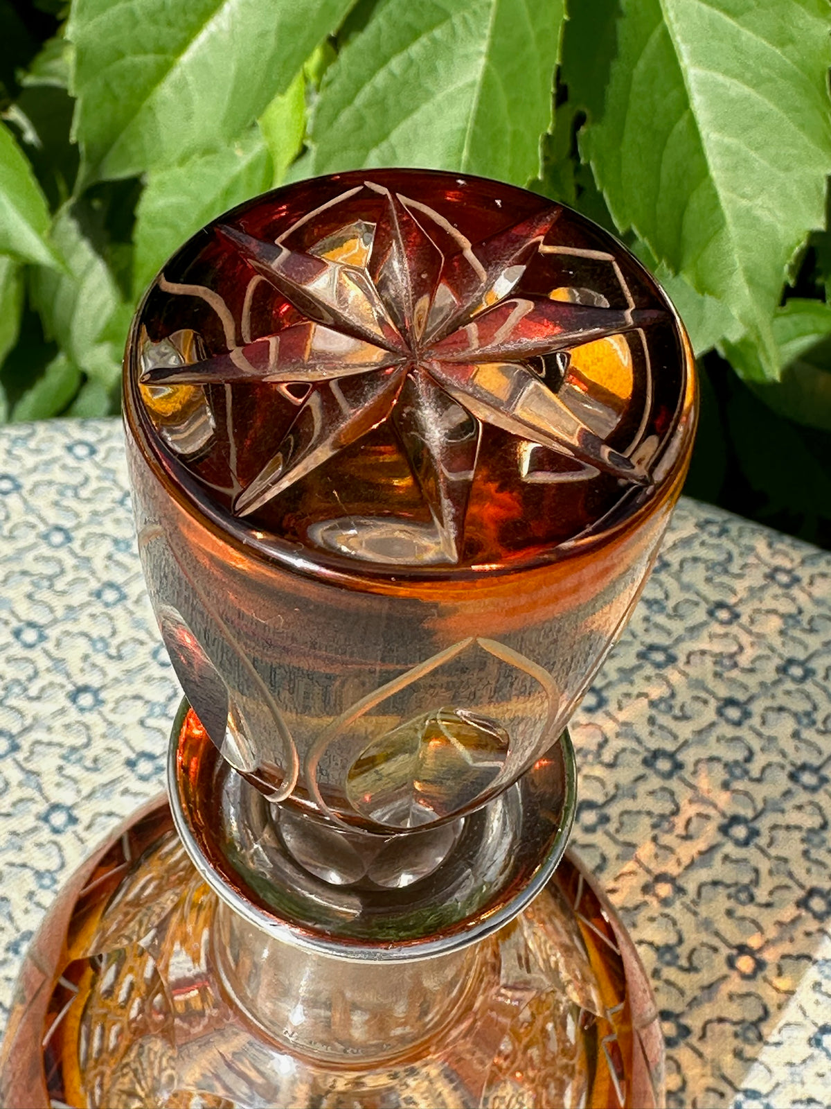 Vintage Josephinenhütte Karaffe Decanter Sterling Collar