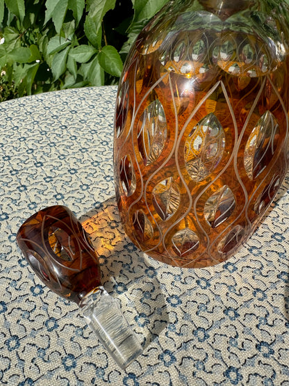Vintage Josephinenhütte Karaffe Decanter Sterling Collar