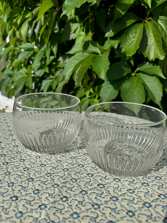 Pair of Victorian Heavy Glass Finger Bowls