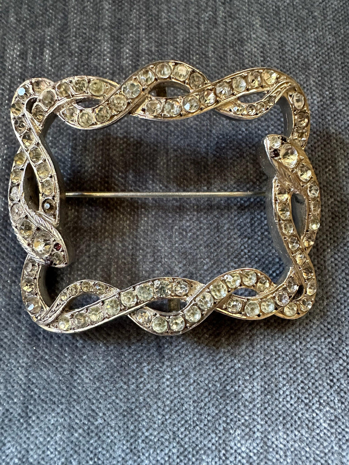 Georgian Sterling Silver and Paste Snake Buckle Brooch