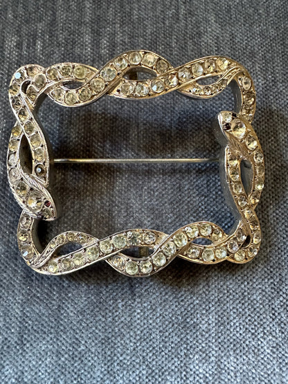 Georgian Sterling Silver and Paste Snake Buckle Brooch