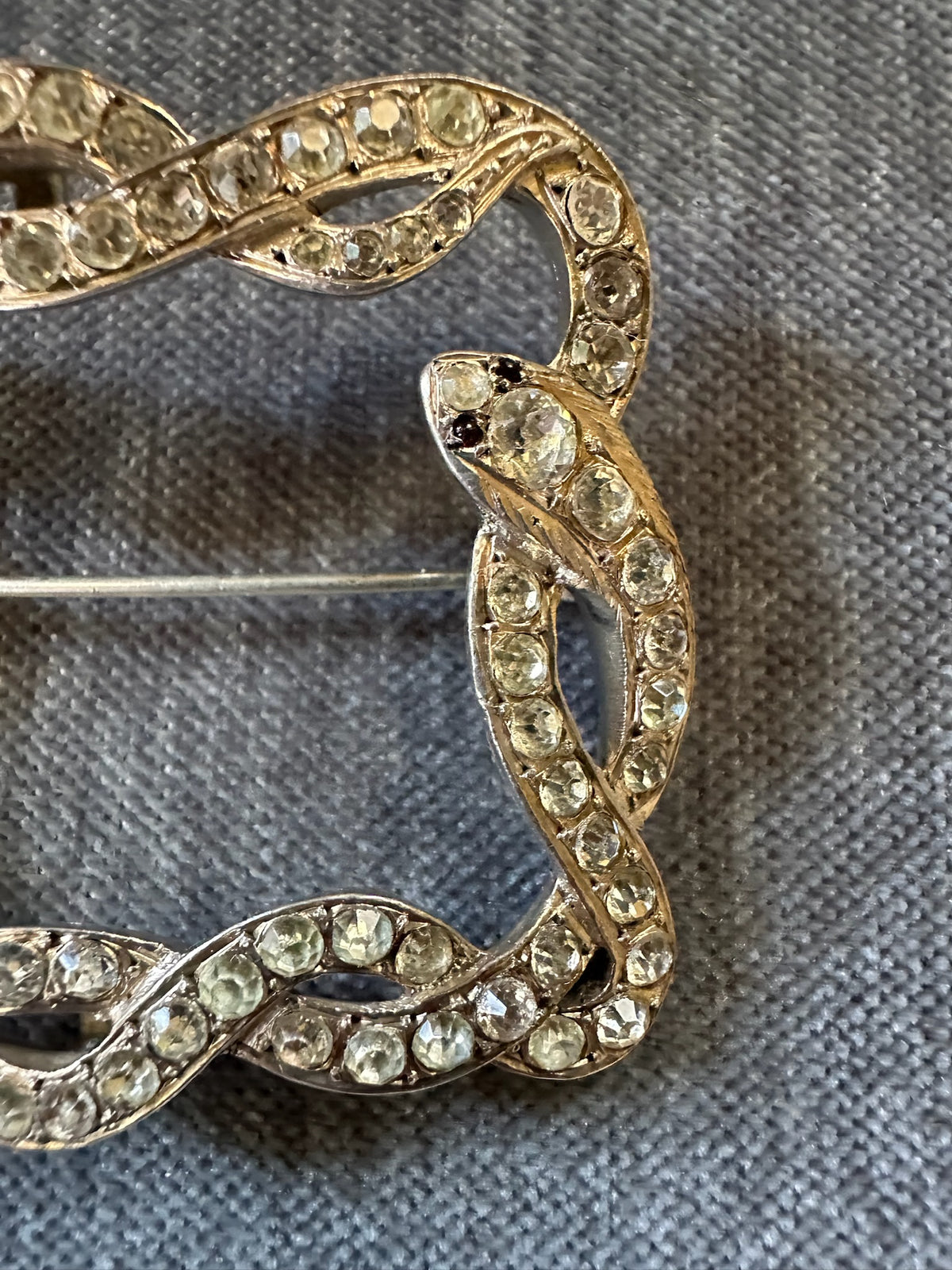 Georgian Sterling Silver and Paste Snake Buckle Brooch