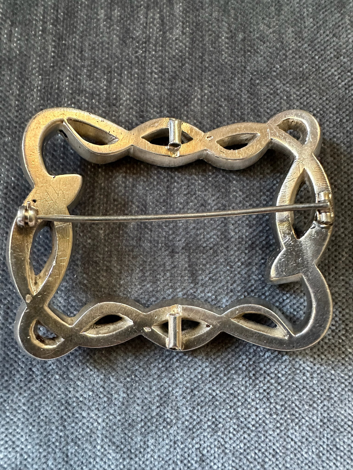 Georgian Sterling Silver and Paste Snake Buckle Brooch