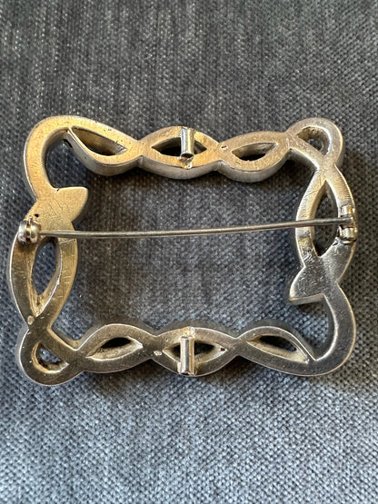 Georgian Sterling Silver and Paste Snake Buckle Brooch