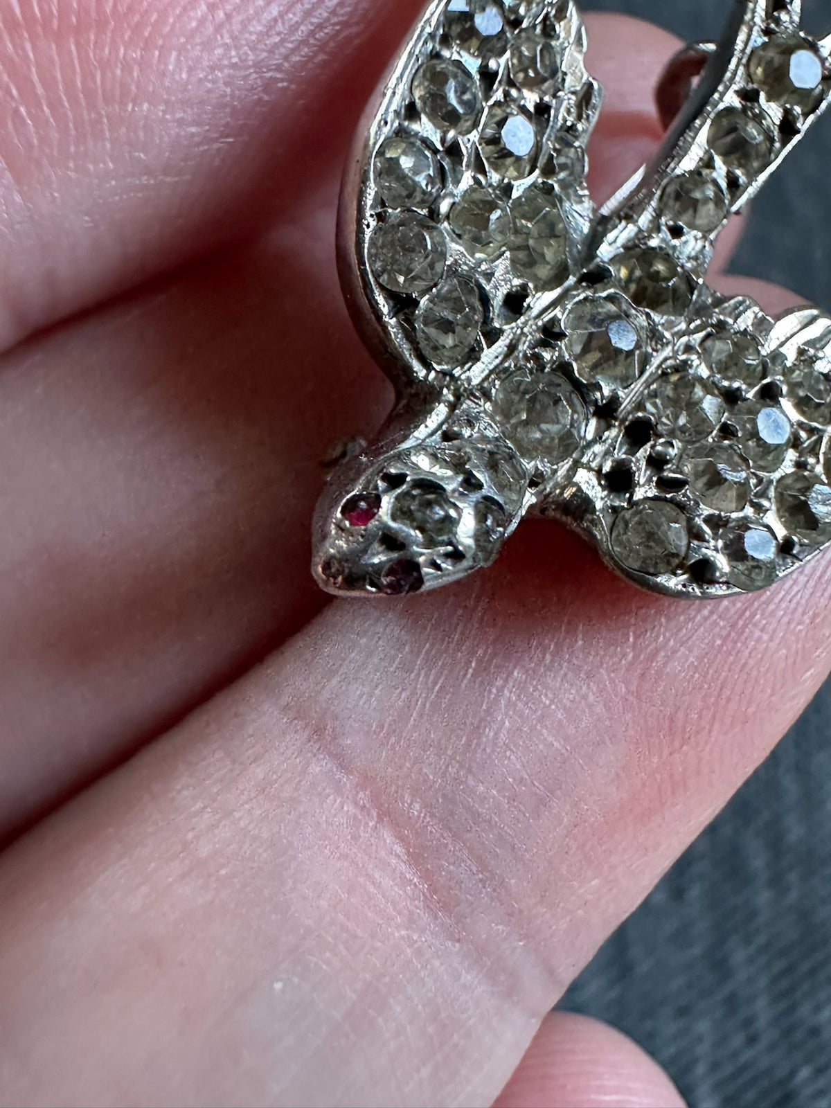 Victorian Sterling Silver Paste Swallow Brooch