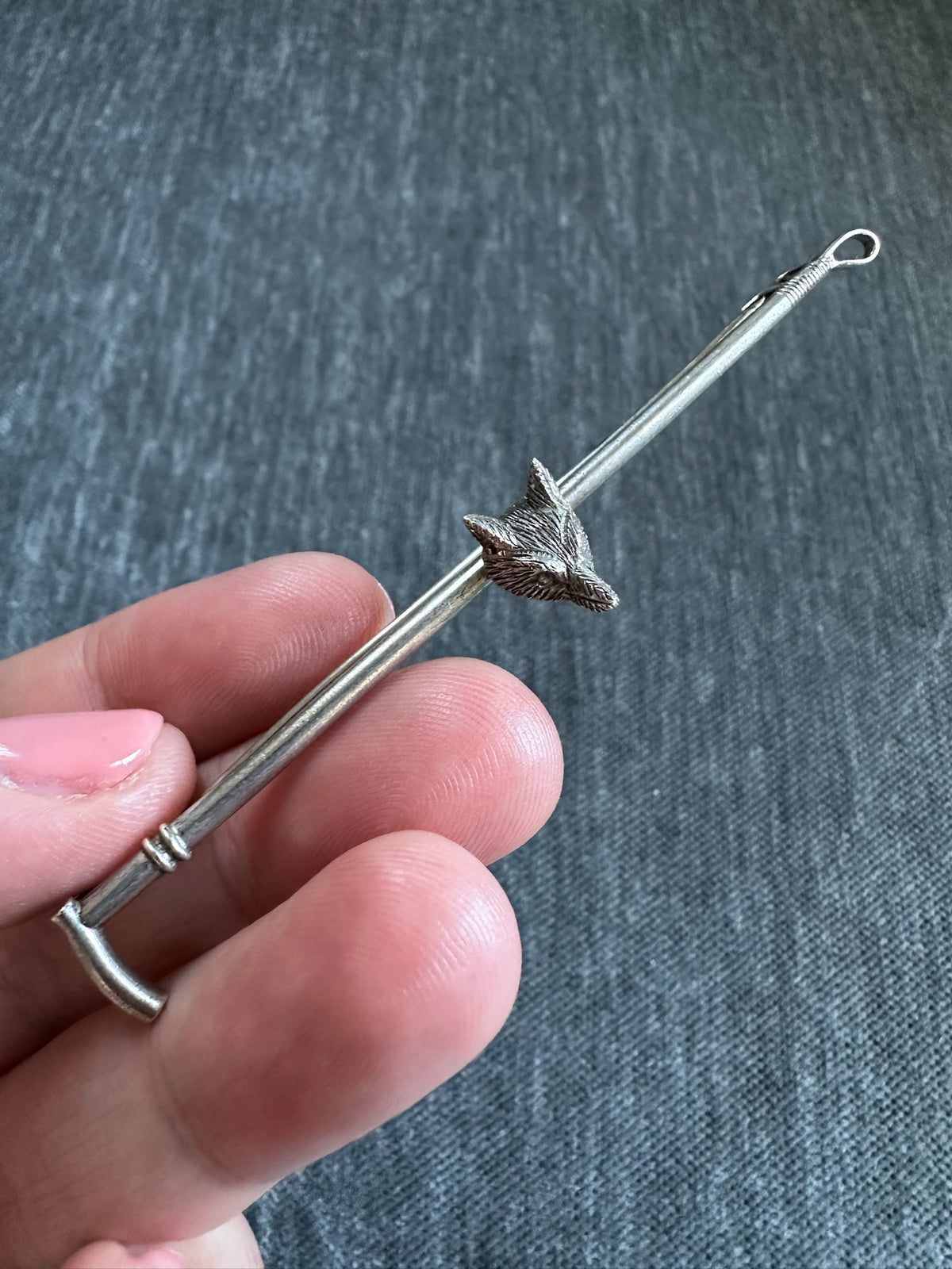 Large Sterling Silver Victorian Hunting Brooch