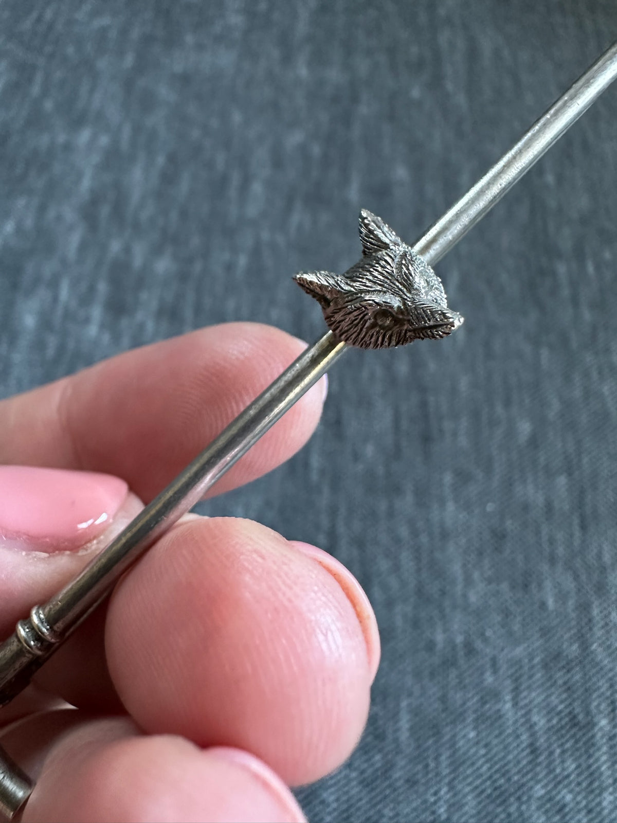 Large Sterling Silver Victorian Hunting Brooch