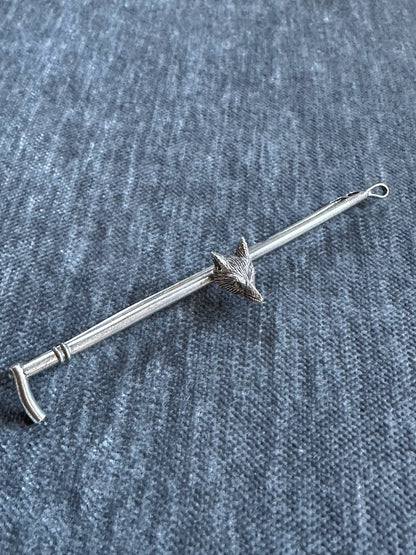 Large Sterling Silver Victorian Hunting Brooch