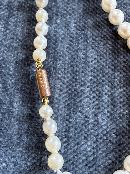 Classic 1950s Pearls Necklace With Stamped 9ct Gold Clasp