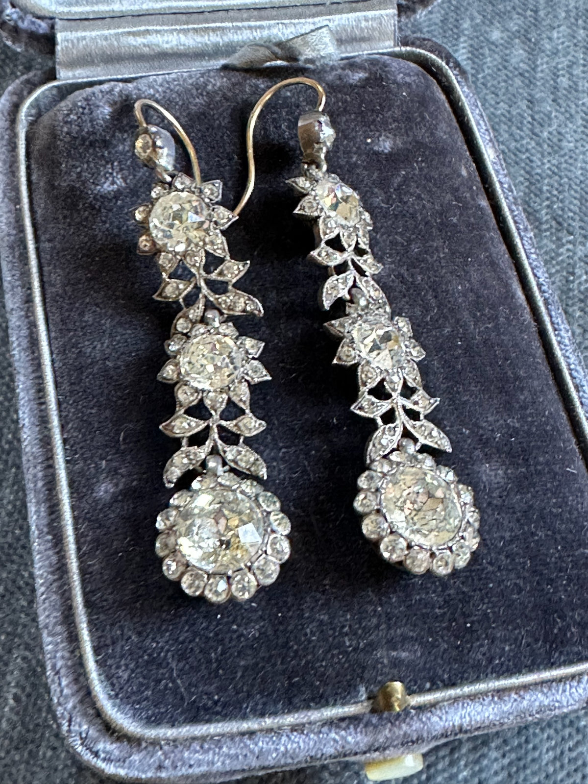 Superb Georgian Sterling Paste Drop Earrings