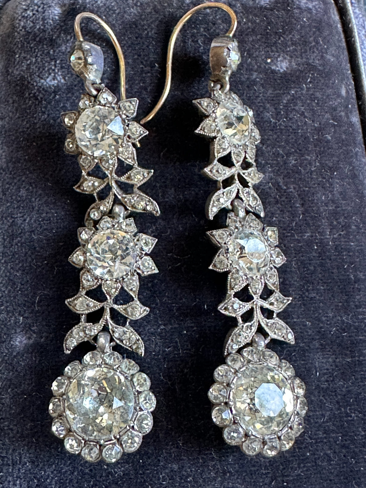 Superb Georgian Sterling Paste Drop Earrings