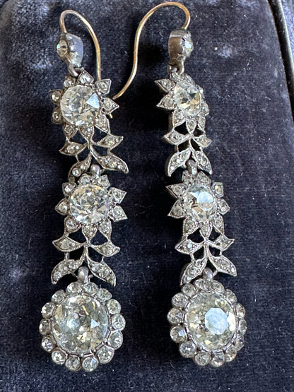 Superb Georgian Sterling Paste Drop Earrings