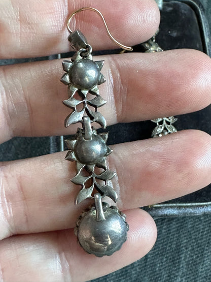Superb Georgian Sterling Paste Drop Earrings