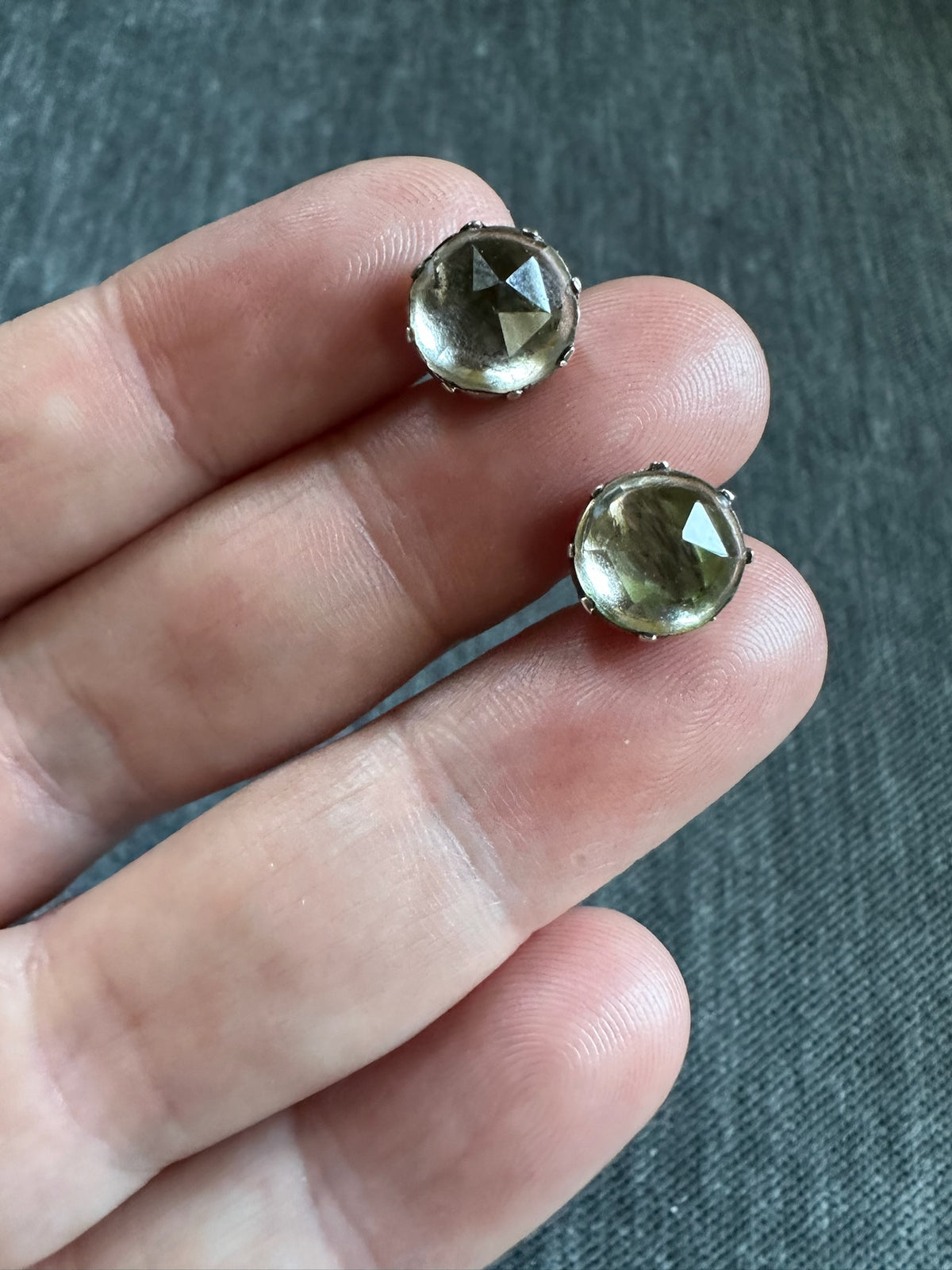 Georgian Sterling Silver Paste Stud Earrings