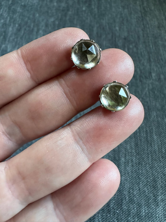 Georgian Sterling Silver Paste Stud Earrings