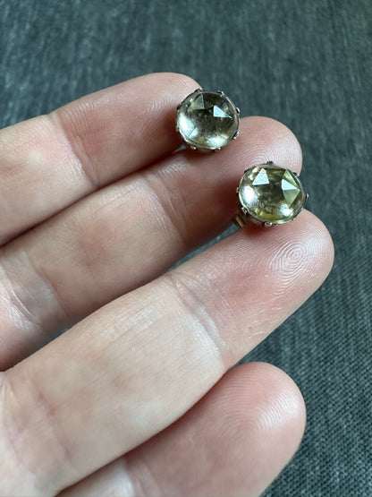 Georgian Sterling Silver Paste Stud Earrings
