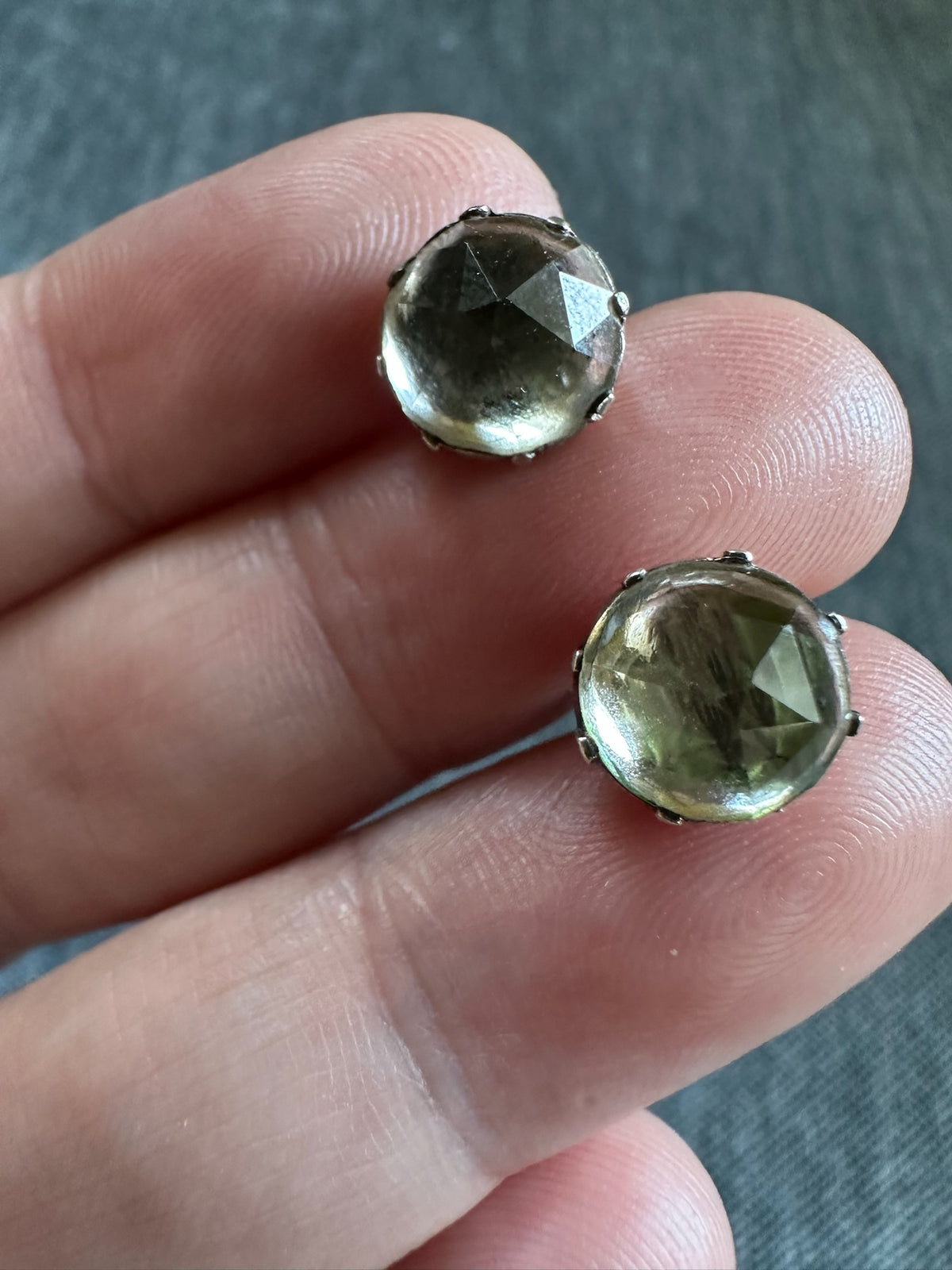 Georgian Sterling Silver Paste Stud Earrings