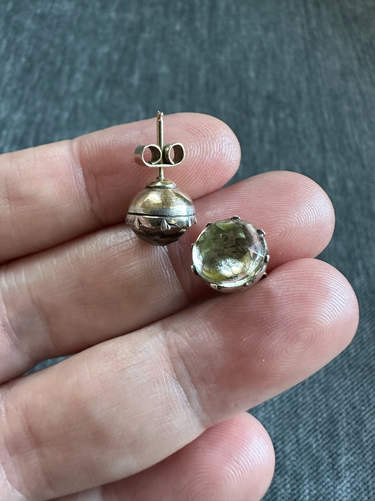 Georgian Sterling Silver Paste Stud Earrings