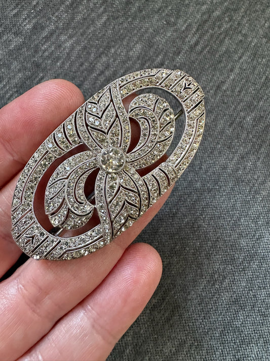 Exquisite French Sterling Silver and Paste Brooch