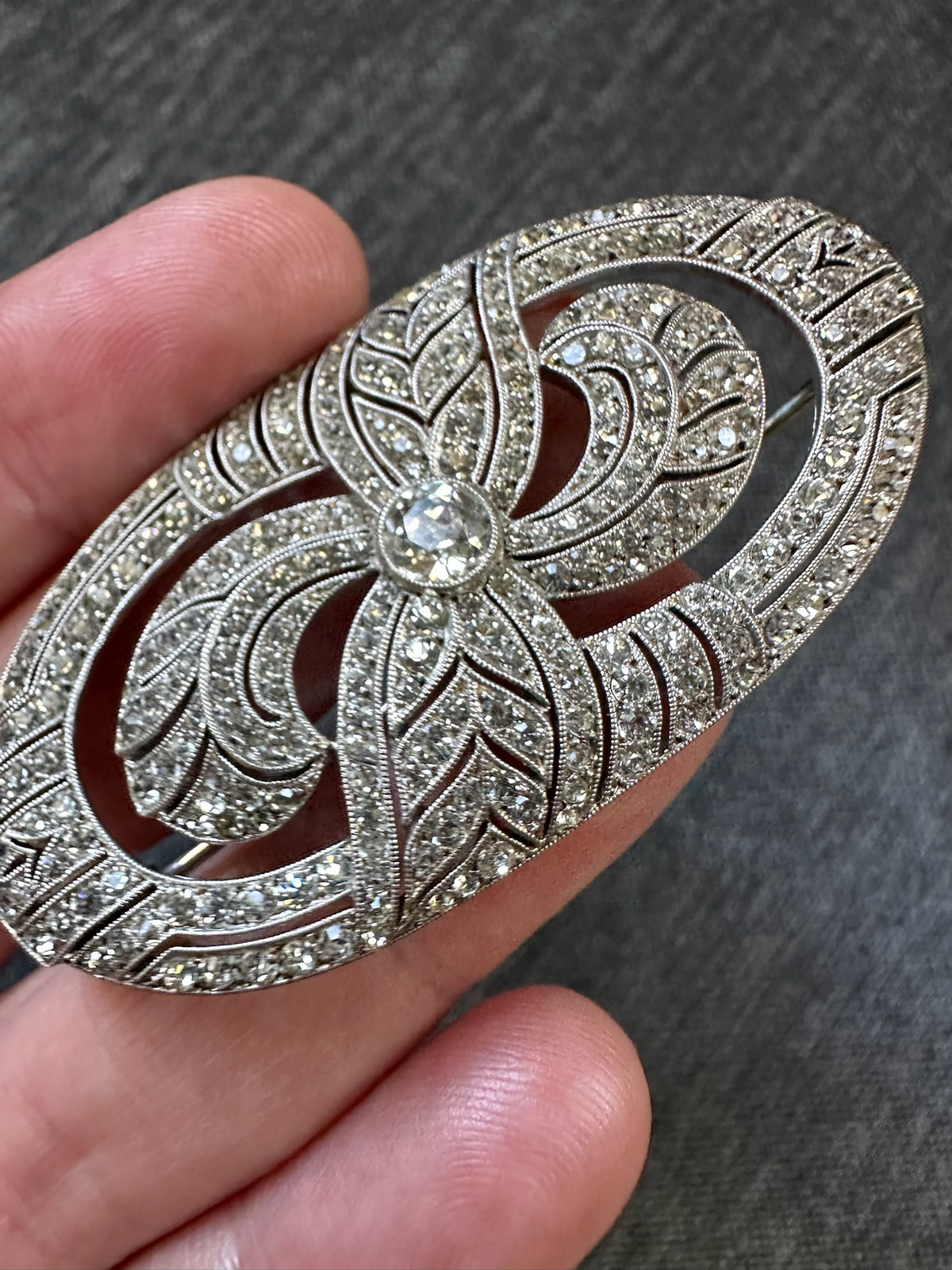 Exquisite French Sterling Silver and Paste Brooch