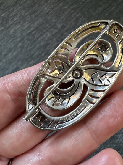 Exquisite French Sterling Silver and Paste Brooch