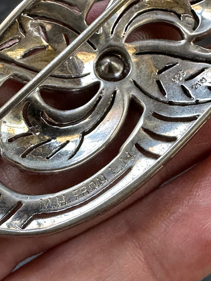 Exquisite French Sterling Silver and Paste Brooch