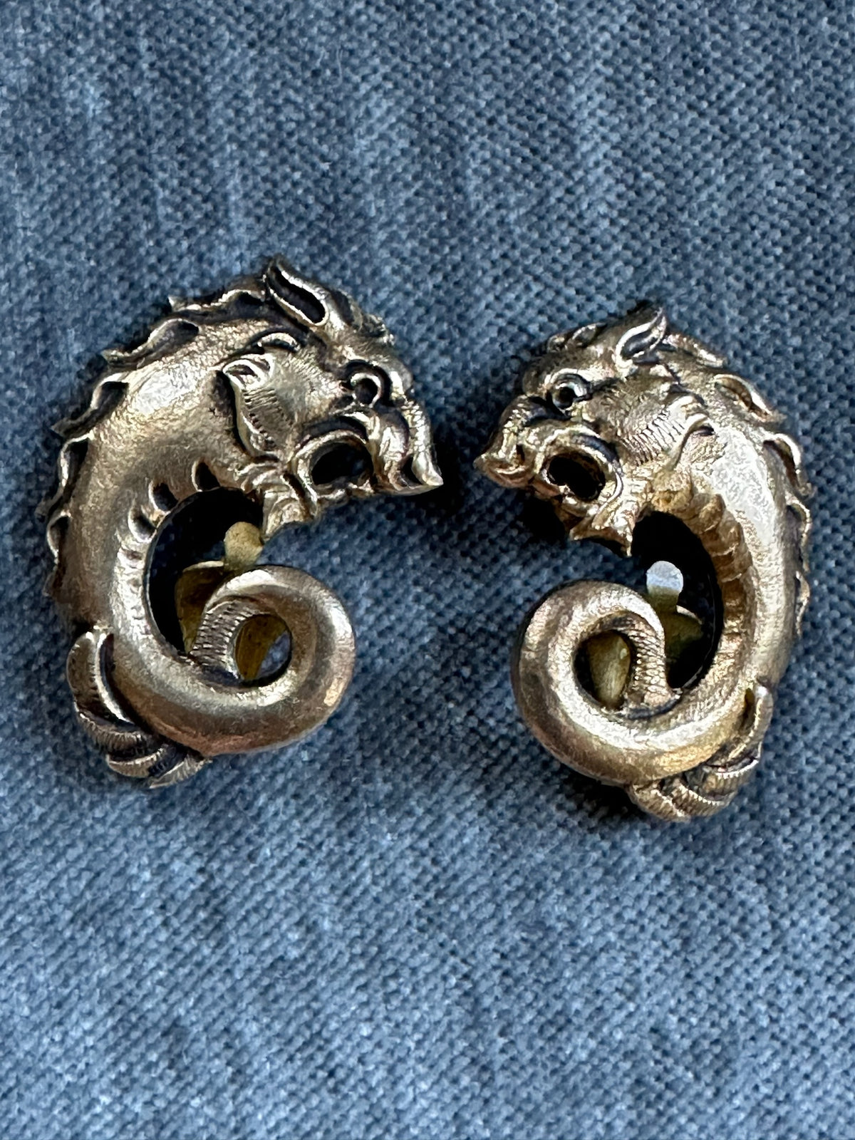 1930s Art Deco Dragon Clip On Earrings