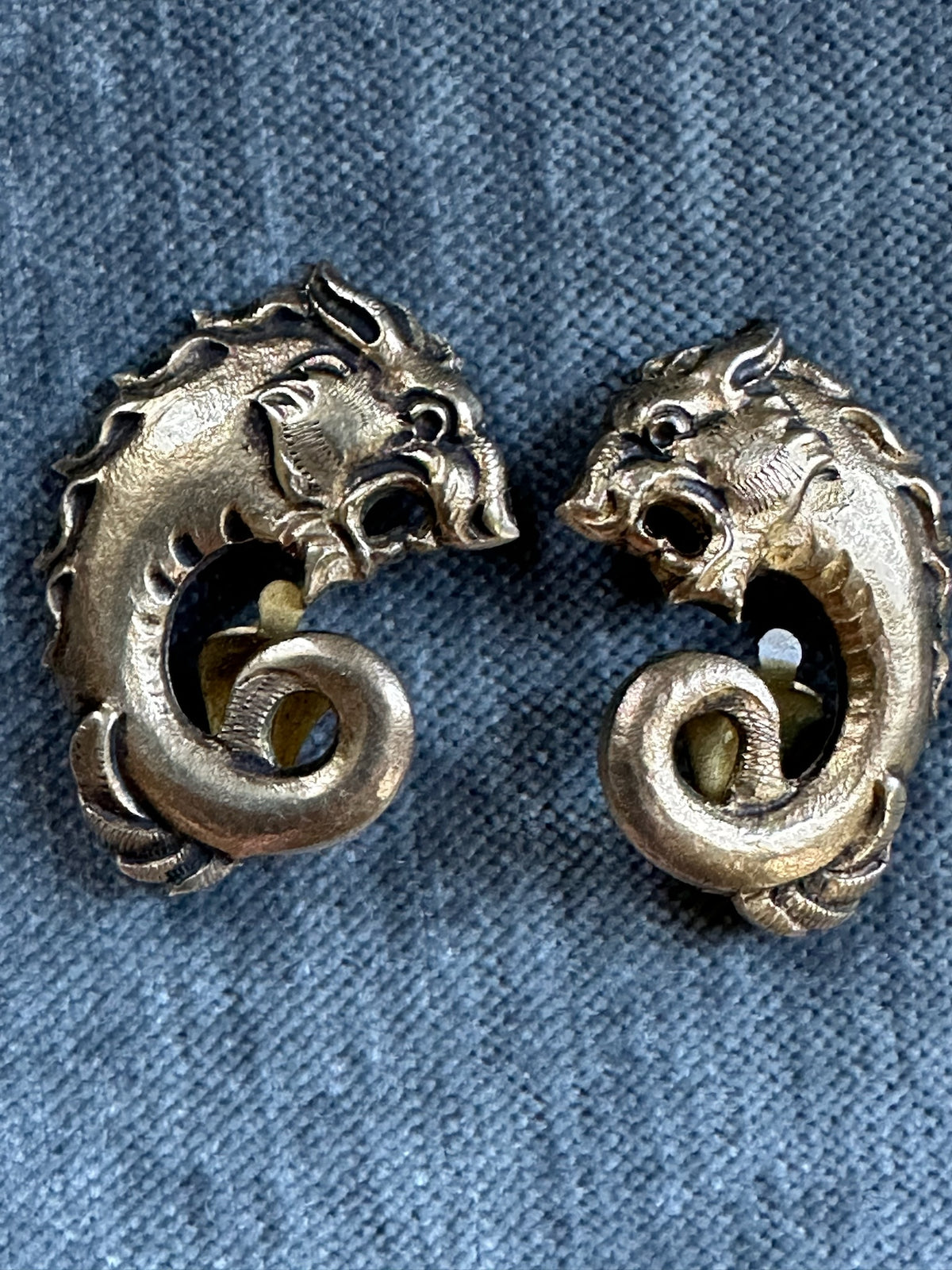 1930s Art Deco Dragon Clip On Earrings