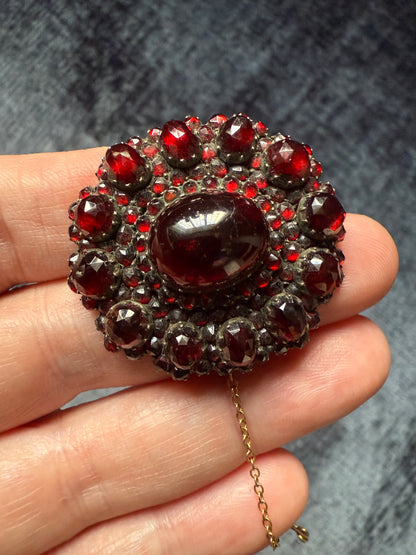 Victorian Bohemian Garnet Cabuchon Brooch
