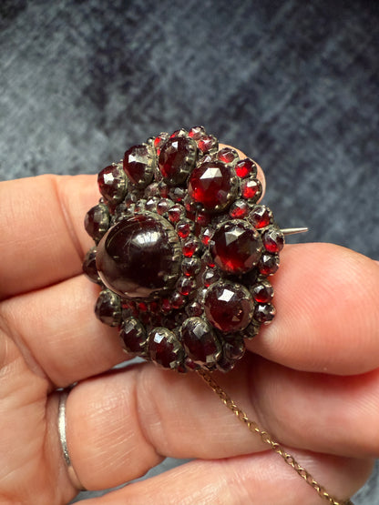 Victorian Bohemian Garnet Cabuchon Brooch