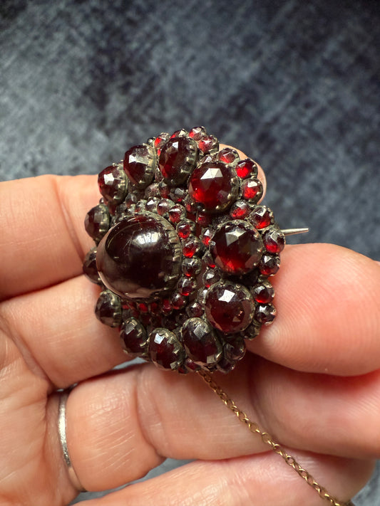 Victorian Bohemian Garnet Cabuchon Brooch