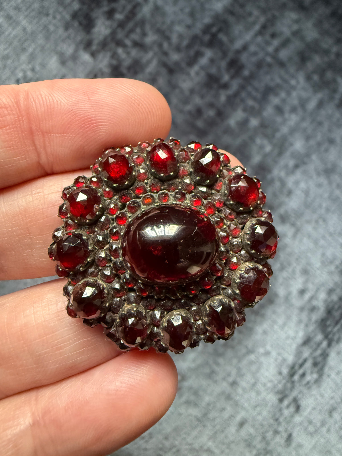 Victorian Bohemian Garnet Cabuchon Brooch