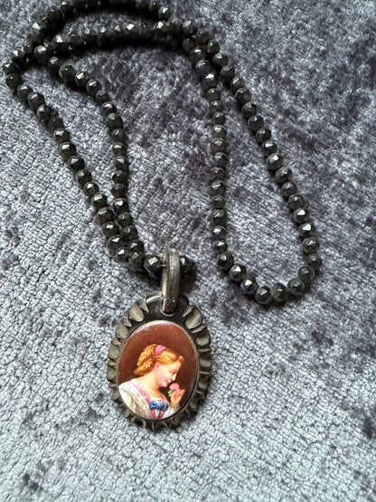 Victorian Whitby Jet Pendant Necklace