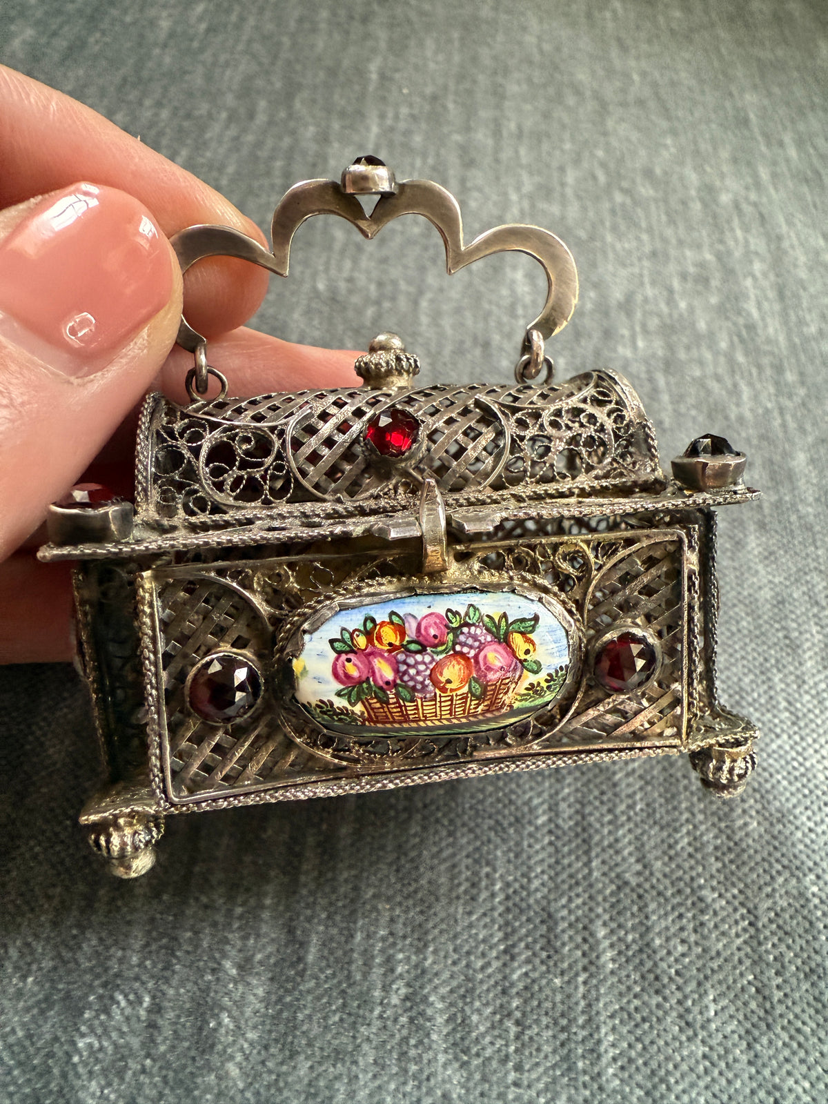 18th Century Italian Silver Filigree and Enamel Casket