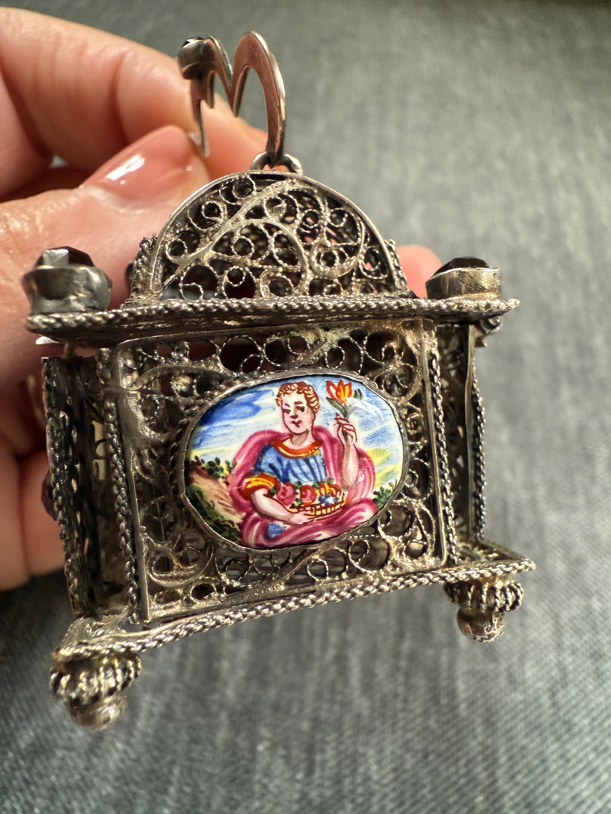 18th Century Italian Silver Filigree and Enamel Casket