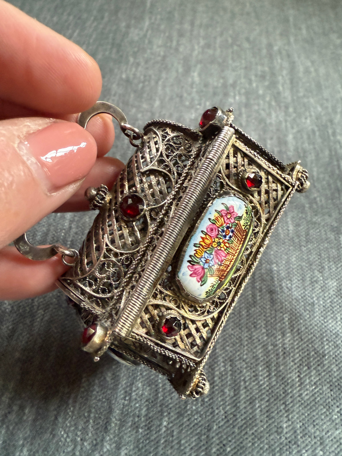 18th Century Italian Silver Filigree and Enamel Casket