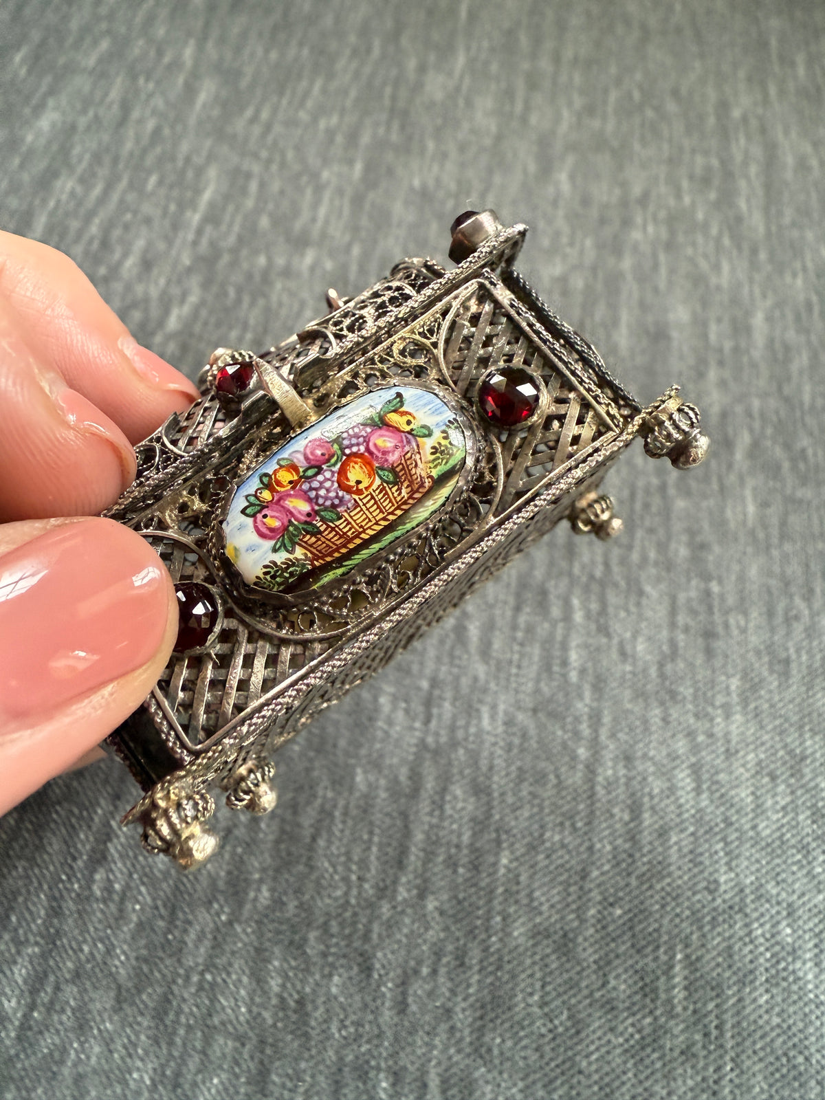 18th Century Italian Silver Filigree and Enamel Casket