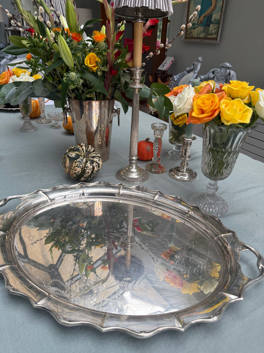 Large Victorian Silver Plated Tray Turkey Tray