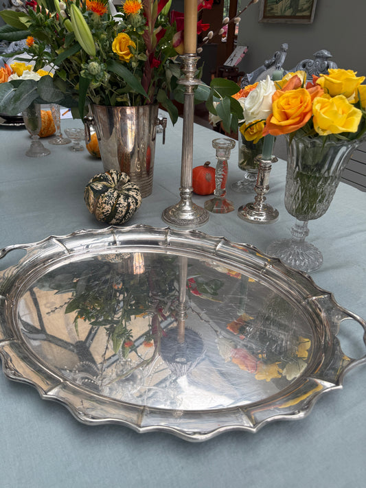 Large Victorian Silver Plated Tray Turkey Tray